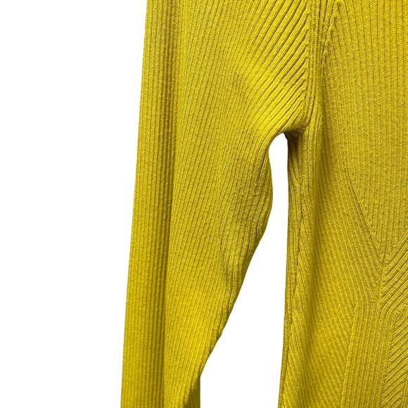 By Anthropologie Sweetheart Sweater Ribbed Knit Dark Yellow Womens Large - Picture 3 of 7